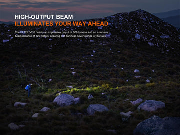 Fenix HL12R V2 headlamp beam pattern highlights broad, even light