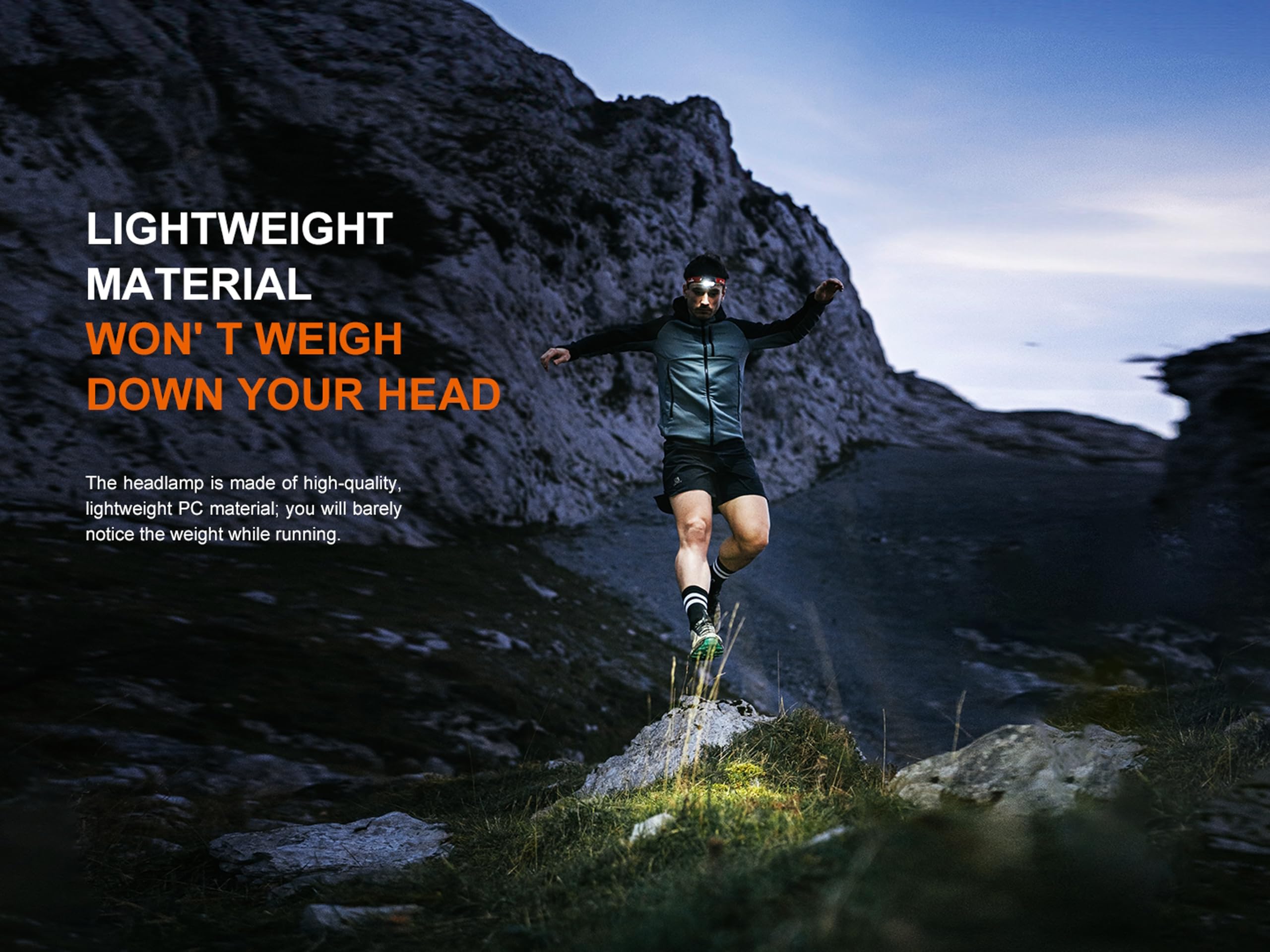 Fenix HL18R-T tilt adjustment demonstrating 60-degree light placement