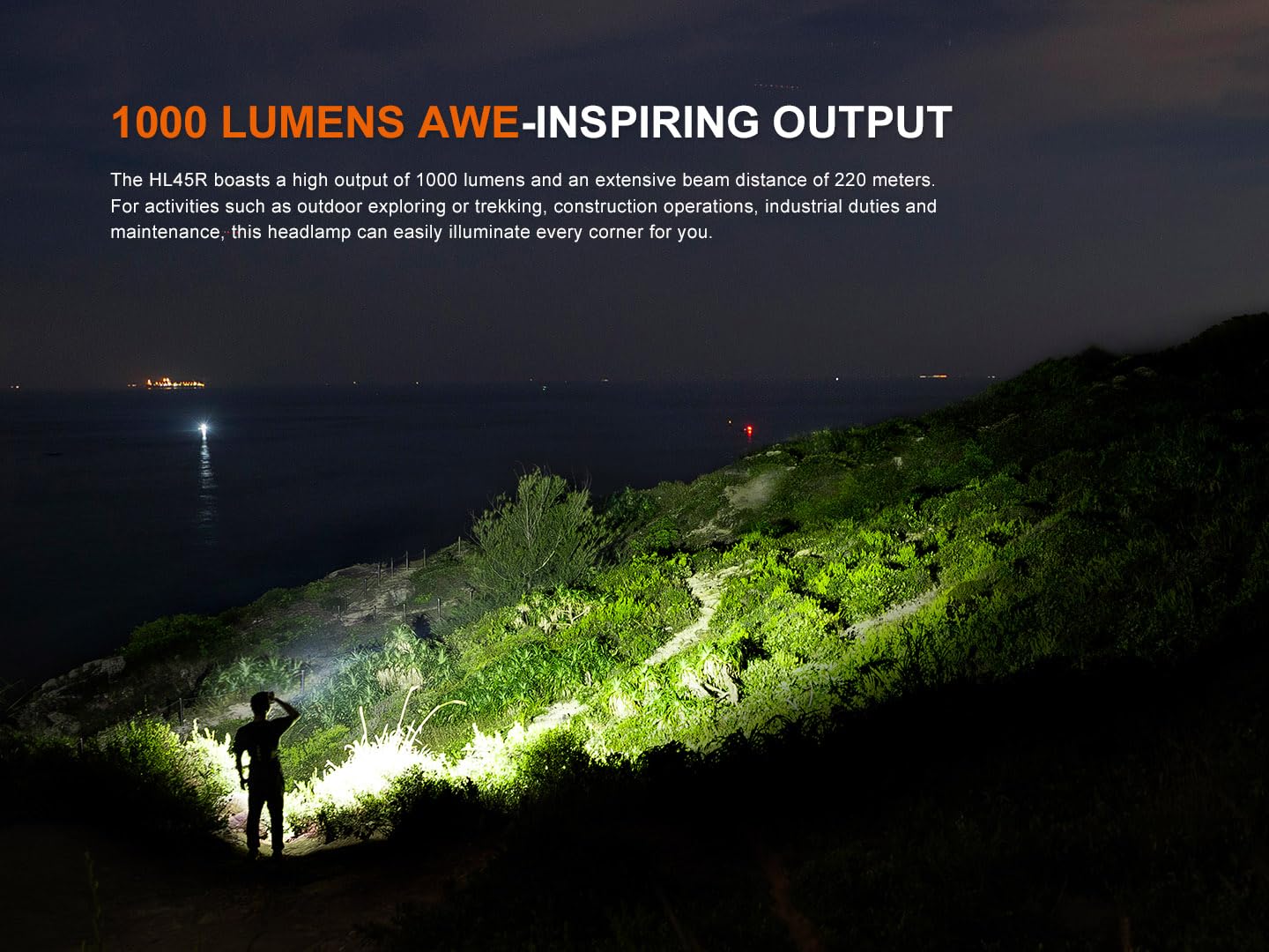 Fenix HL45R adjustable focus ring adapts from flood to spotlight