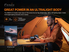 Fenix HM50R V2.0 red-light emission enables night tasks without blinding others.