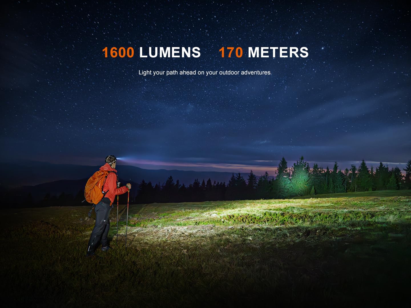 Fenix HM60R V2.0 spotlight mode enables focused trail reading.