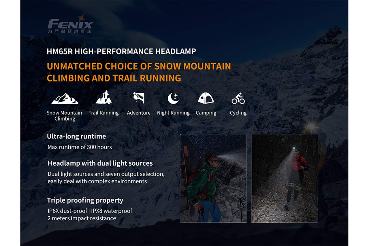 Fenix HM65R dual spotlight and floodlight for versatile outdoor lighting