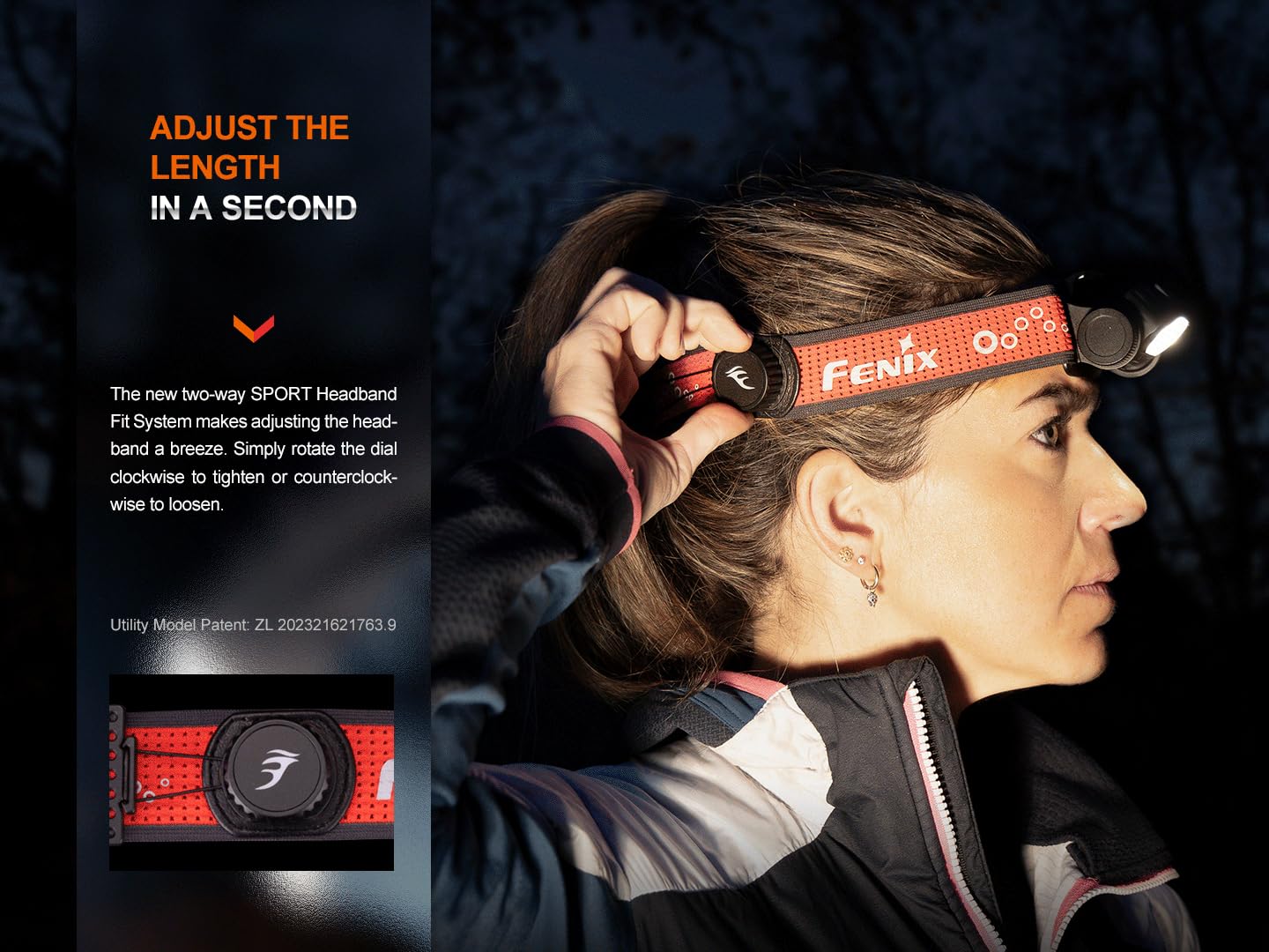 Fenix HM65R-T2 side view highlighting lightweight ergonomic strap.