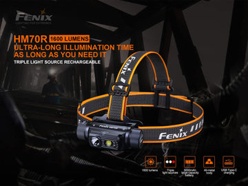 Fenix HM70R IP68 rated build resists rain and immersion in rugged conditions.