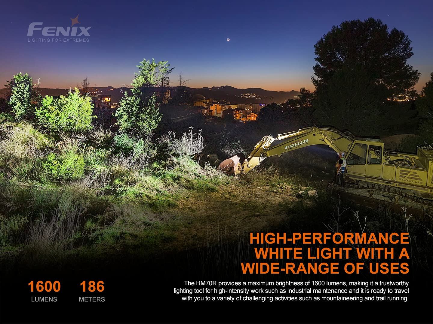 Fenix HM70R IP68 waterproof design against rain and immersion