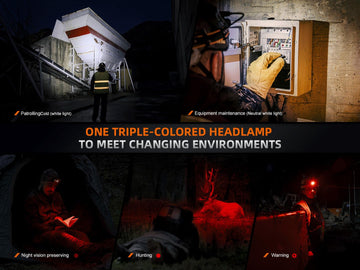 Fenix HM75R red light mode preserves night vision during sensitive operations.