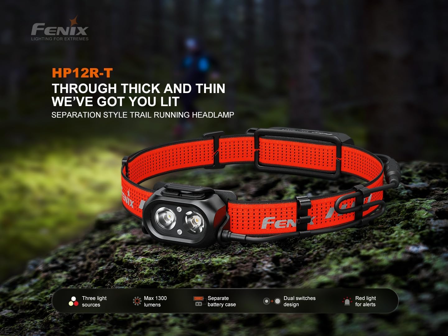 Fenix HP12R-T split battery design balances weight for comfortable wear.