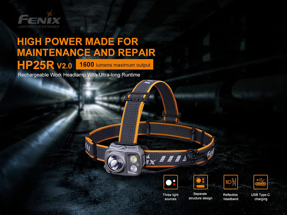 Fenix HP25R v2.0 floodlight wide-angle provides close-range illumination for trails.