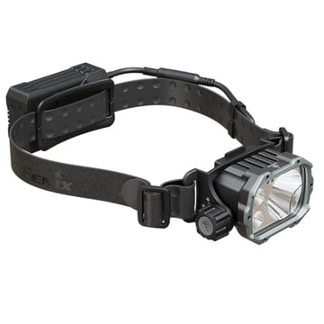 Fenix HP35R headlamp floodlight mode offers broad area illumination for camping.