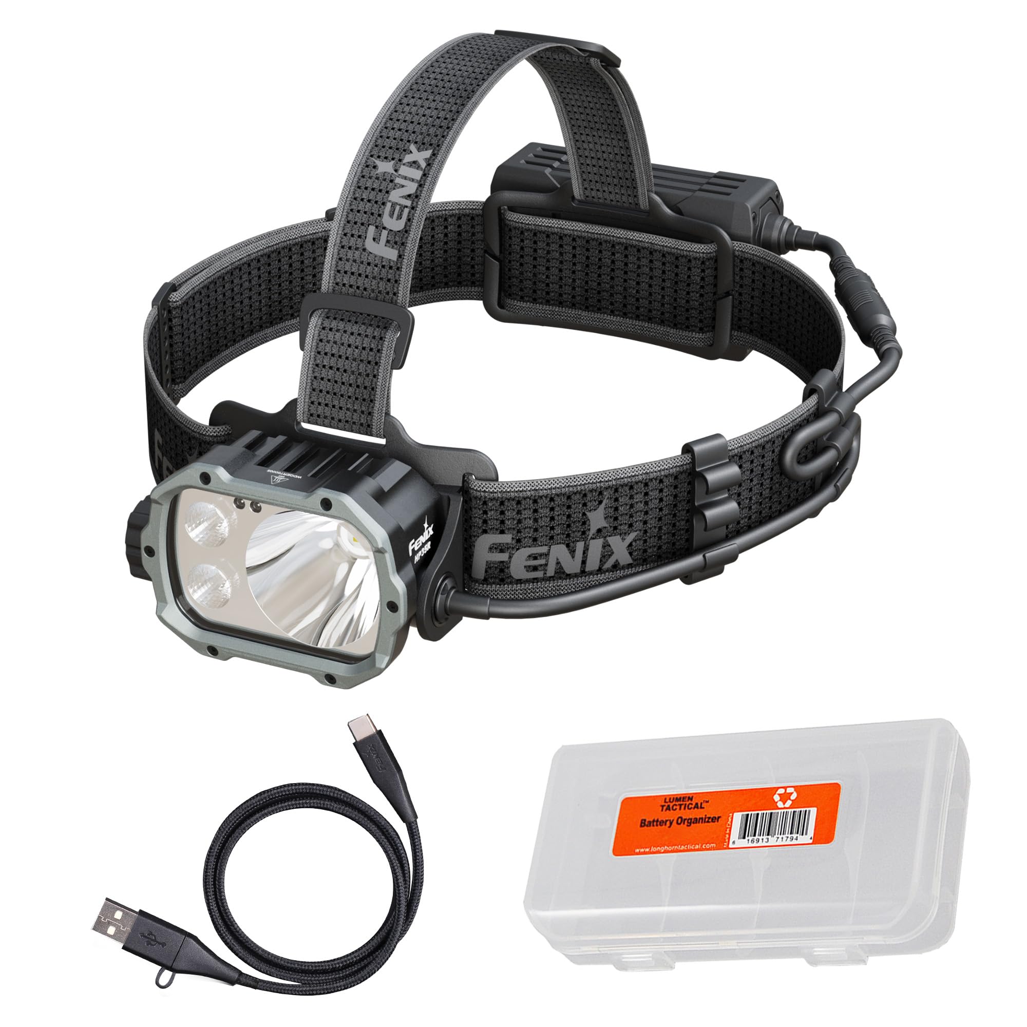 Fenix HP35R headlamp spotlight mode provides long-range visibility for night searches.