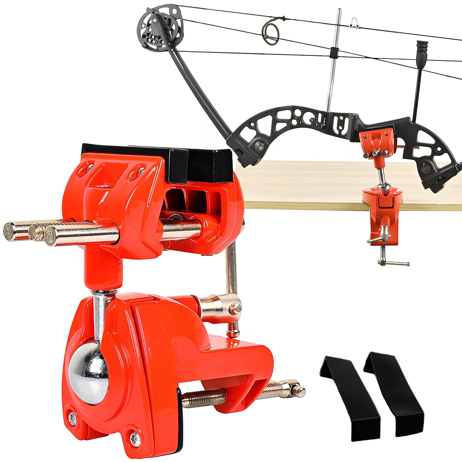 FENJANER 360° bow vise front view shows sturdy build for precise bow tuning.