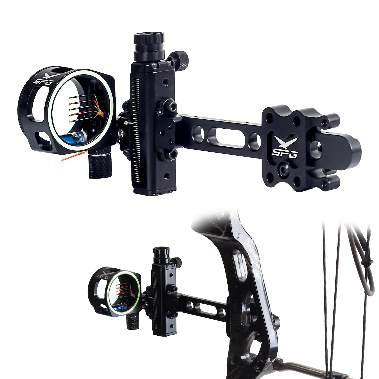 FENJANER Archery Bow Sight 1-pin close-up for precise target acquisition outdoors.