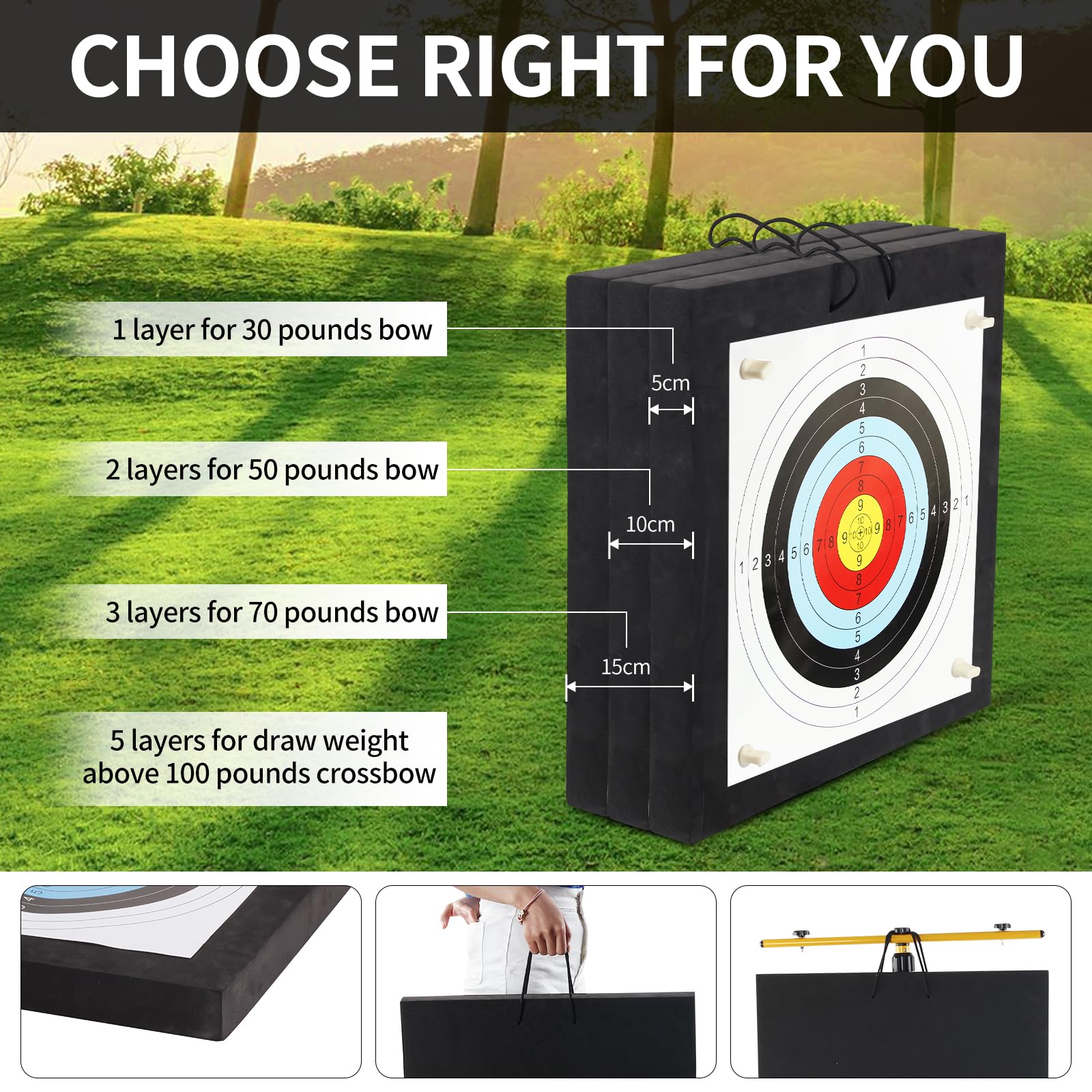 FENJANER Archery Target contents image shows EVA target, papers, puller, pins.