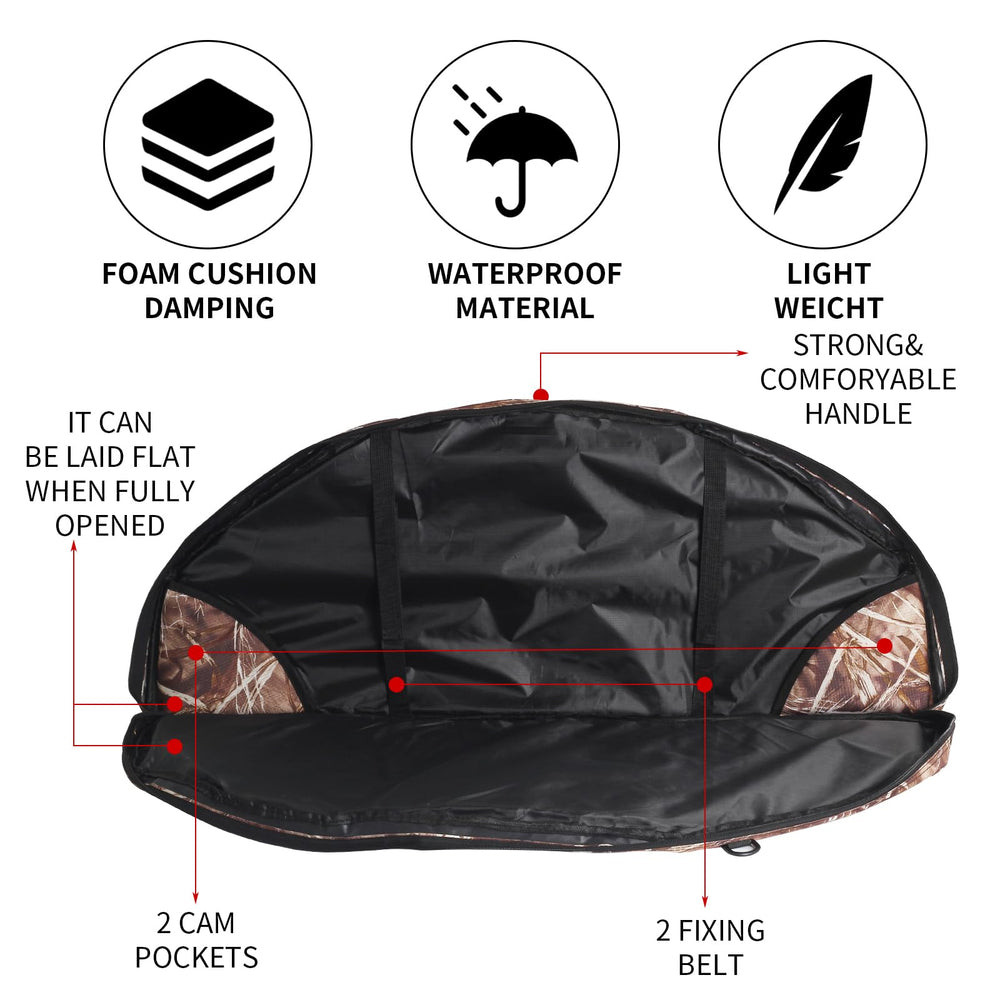 FENJANER bow case open with arrow bag and accessory pouch for gear