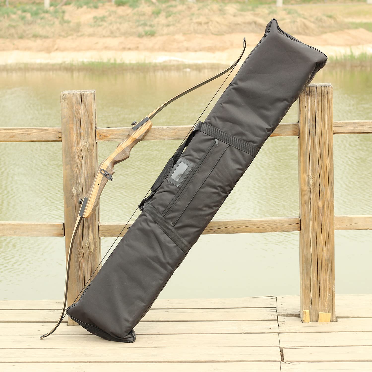 Fenjaner Bow Case width 12.6 inches shows snug fit for most recurve bows
