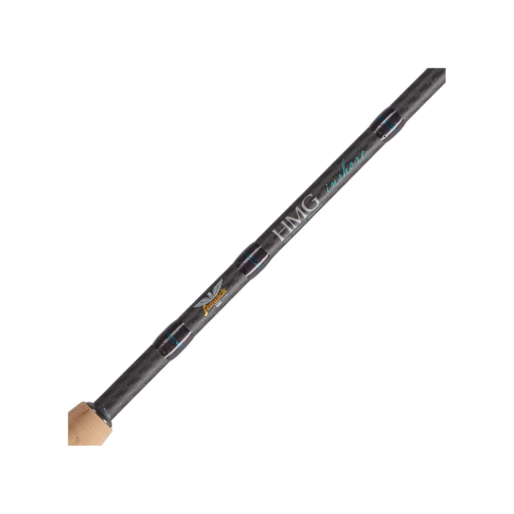 Fenwick HMG 8ft inshore reel seat close-up demonstrates secure Sea-Guide Soft Touch seating.