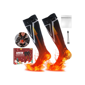 Ferdiiz heated socks outside view showing all-day warmth for winter hikes