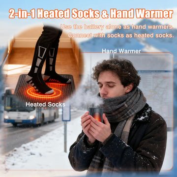 Ferdiiz heated socks with removable battery doubles as a hand warmer.