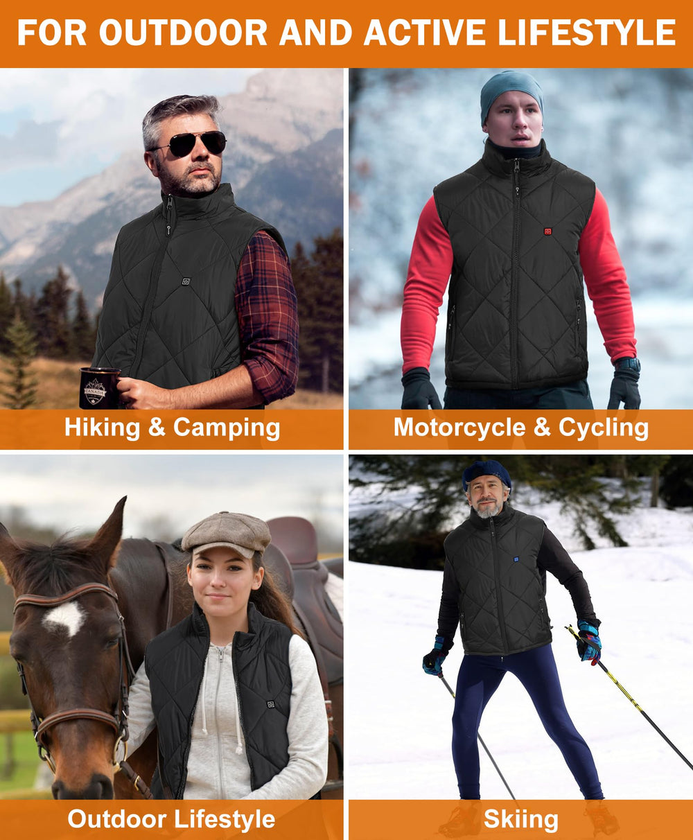 FERNIDA heated vest fabric detail showing windproof waterproof material