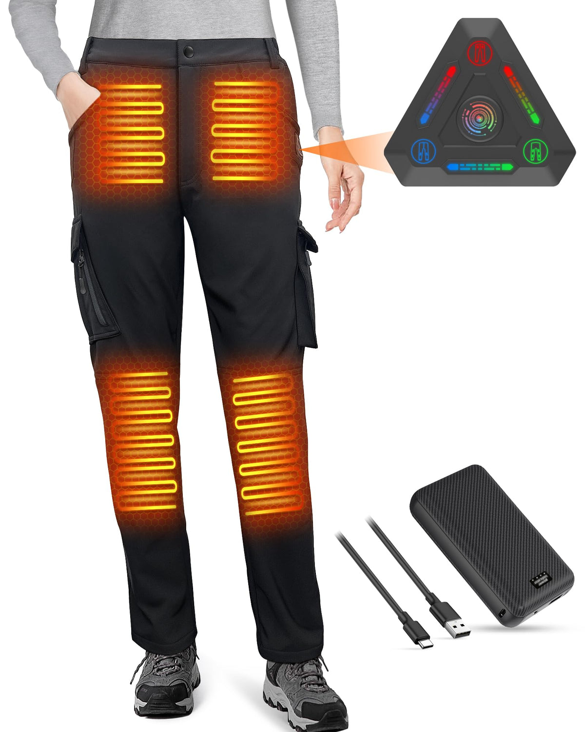FERNIDA heated pants battery pocket keeps essentials secure while keeping you warm.