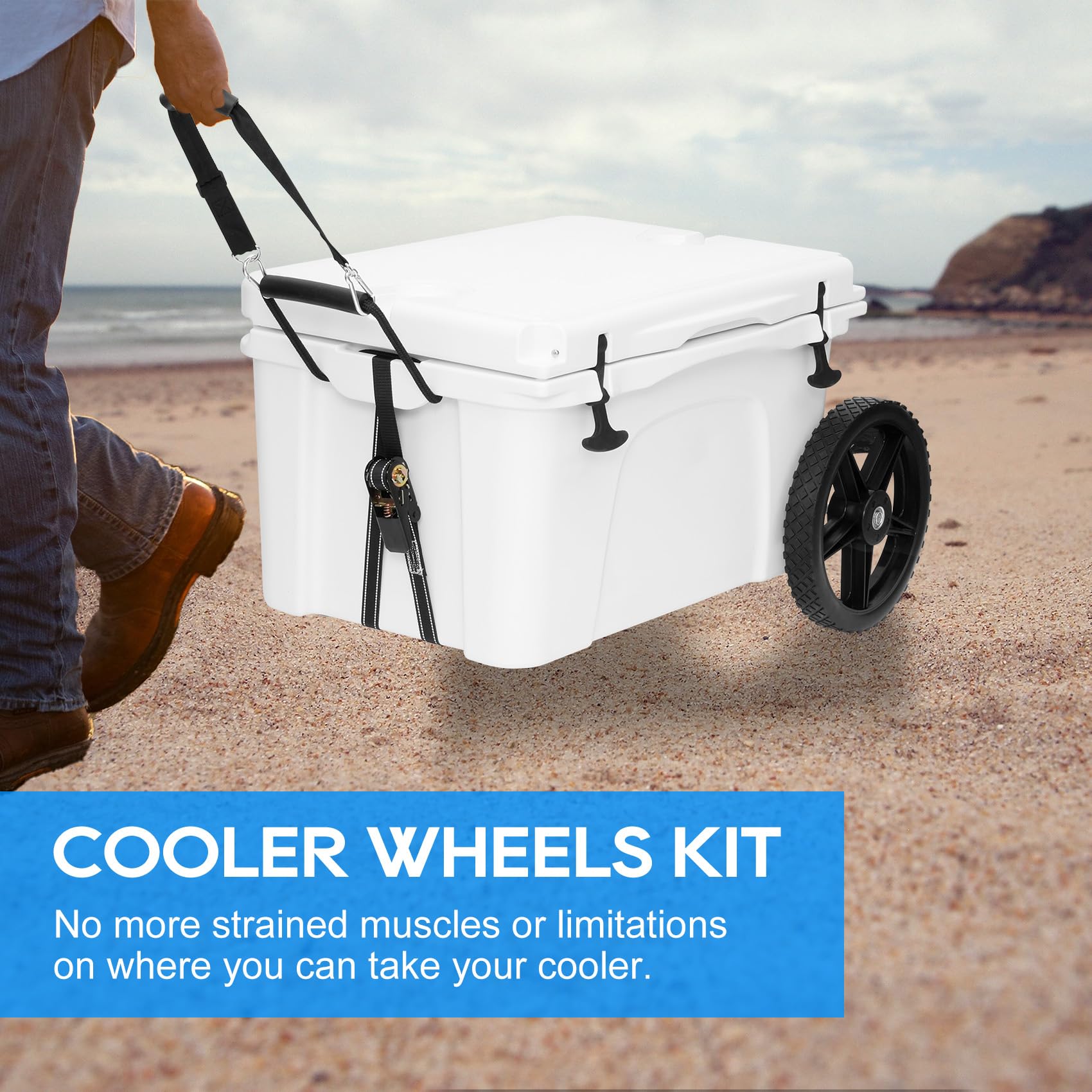 FERUERW cooler cart kit in use outdoors during camping or beach outing.