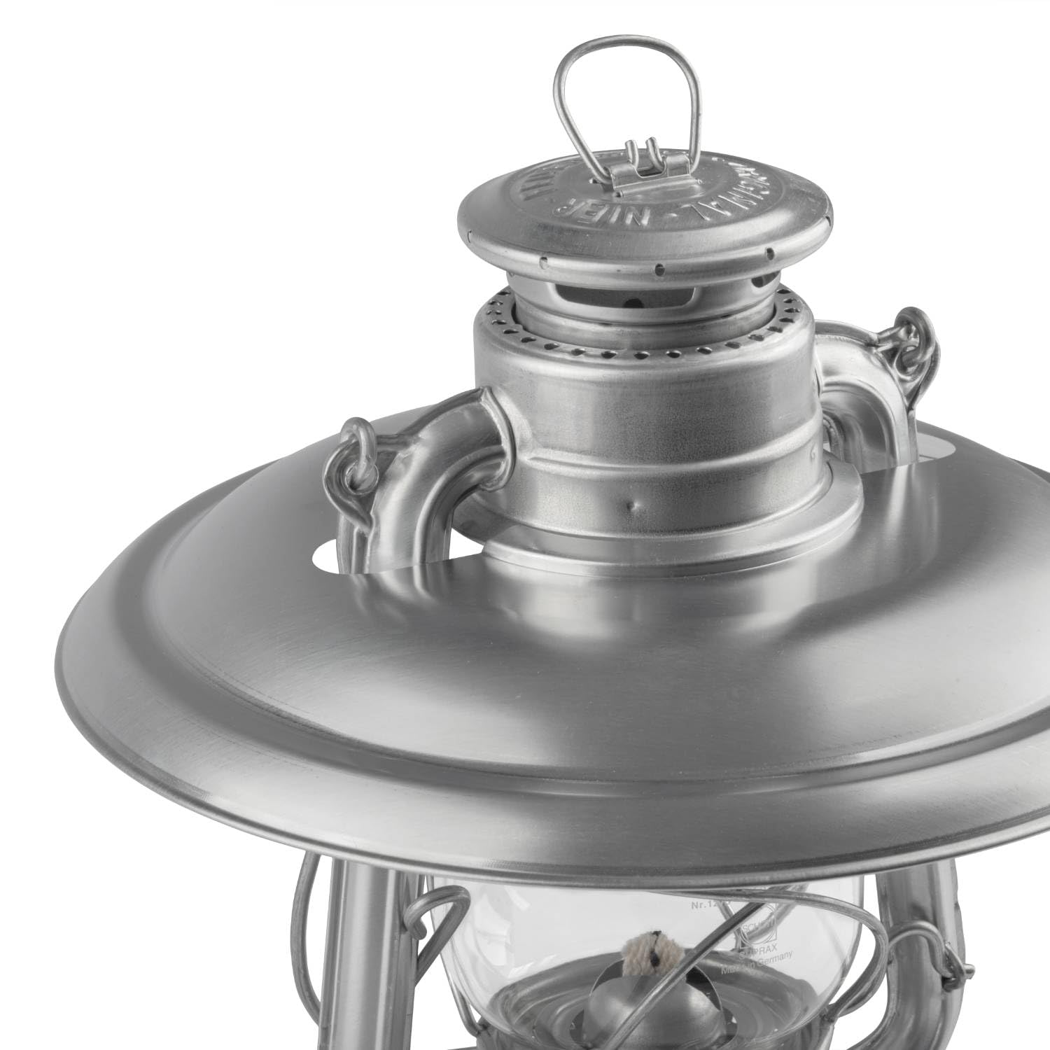 Feuerhand glass-protection umbrella shields the lantern glass from rain and dirt.