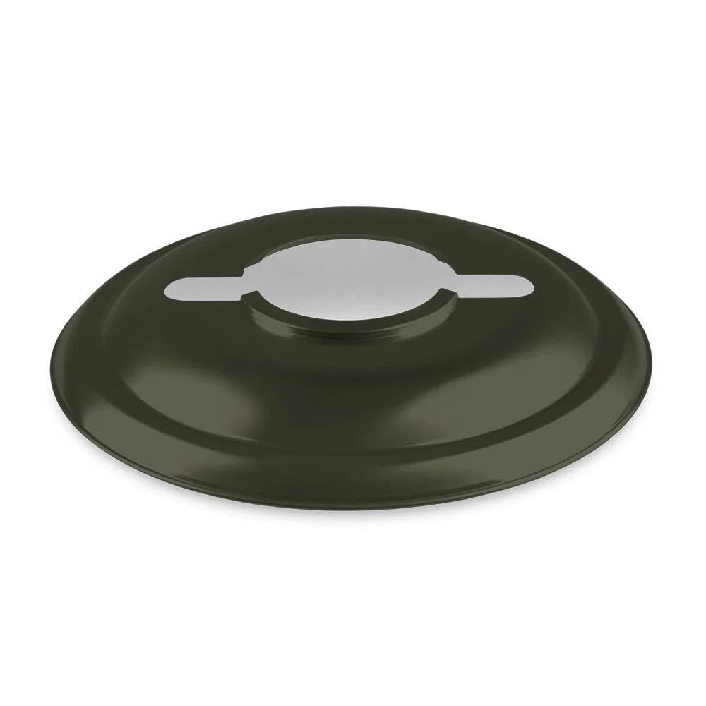 Feuerhand lantern reflector olive green directs light downward to reduce glare.