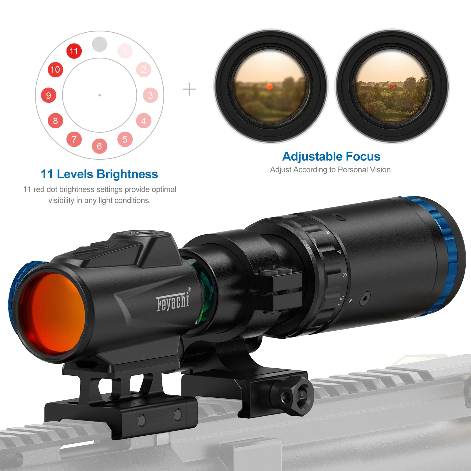 Feyachi 2MOA red dot supports quick, precise aiming in dynamic conditions.