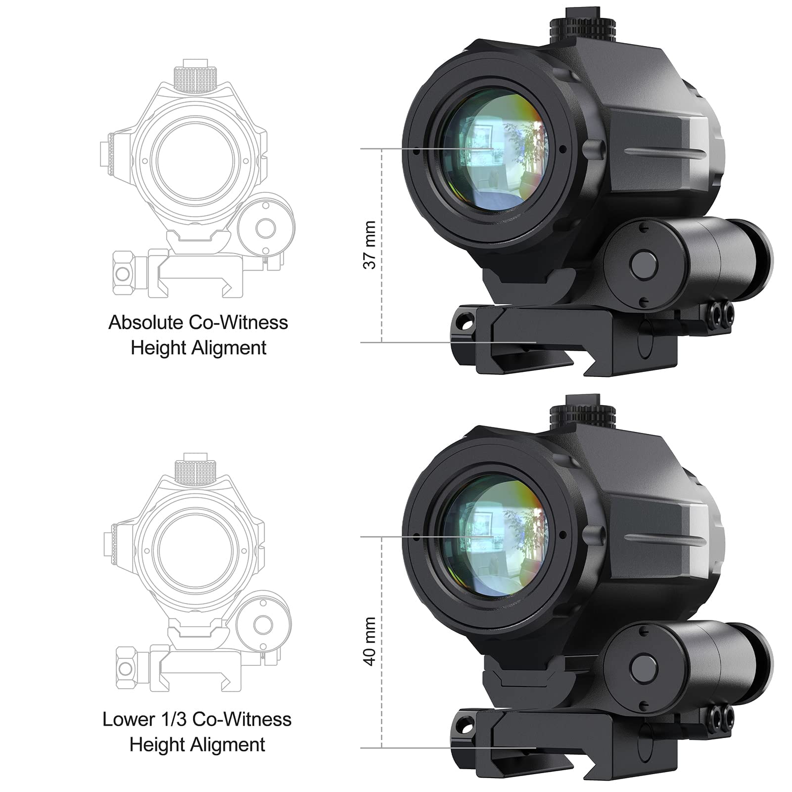 Feyachi M40 3X magnifier lower 1/3 co-witness spacer helps alignment