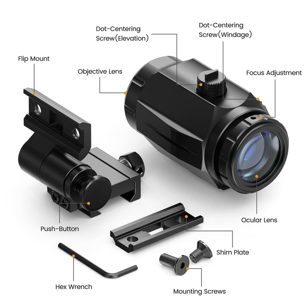 Close-up of 3X magnifier eyepiece focus adjustment