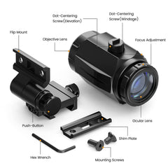 Close-up of 3X magnifier eyepiece focus adjustment
