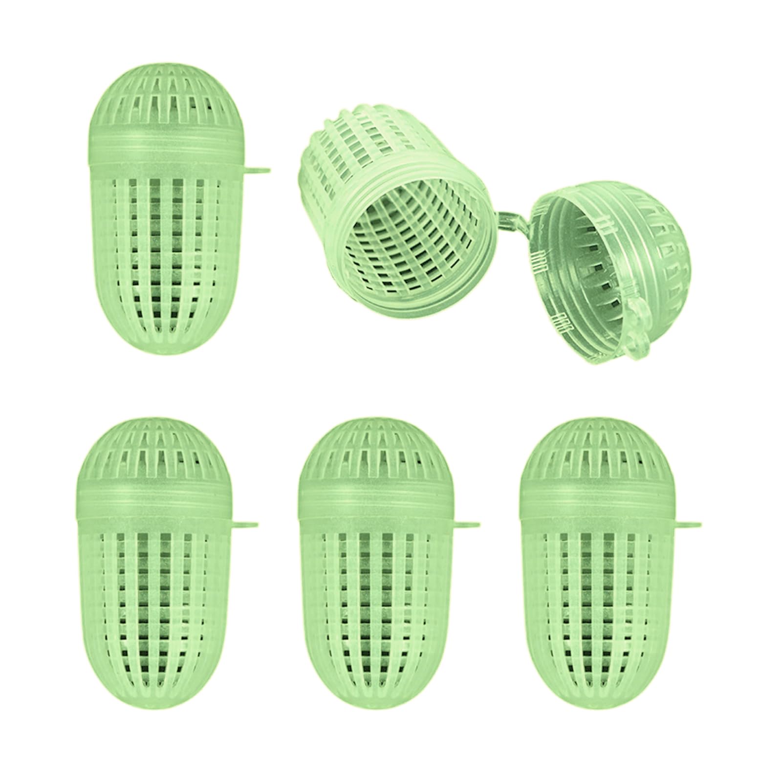 FGDTREE 5Pcs bait cage set for organized bait storage during fishing.