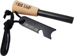 Fiber Light fire starter featuring ergonomic wood handle for easy grip