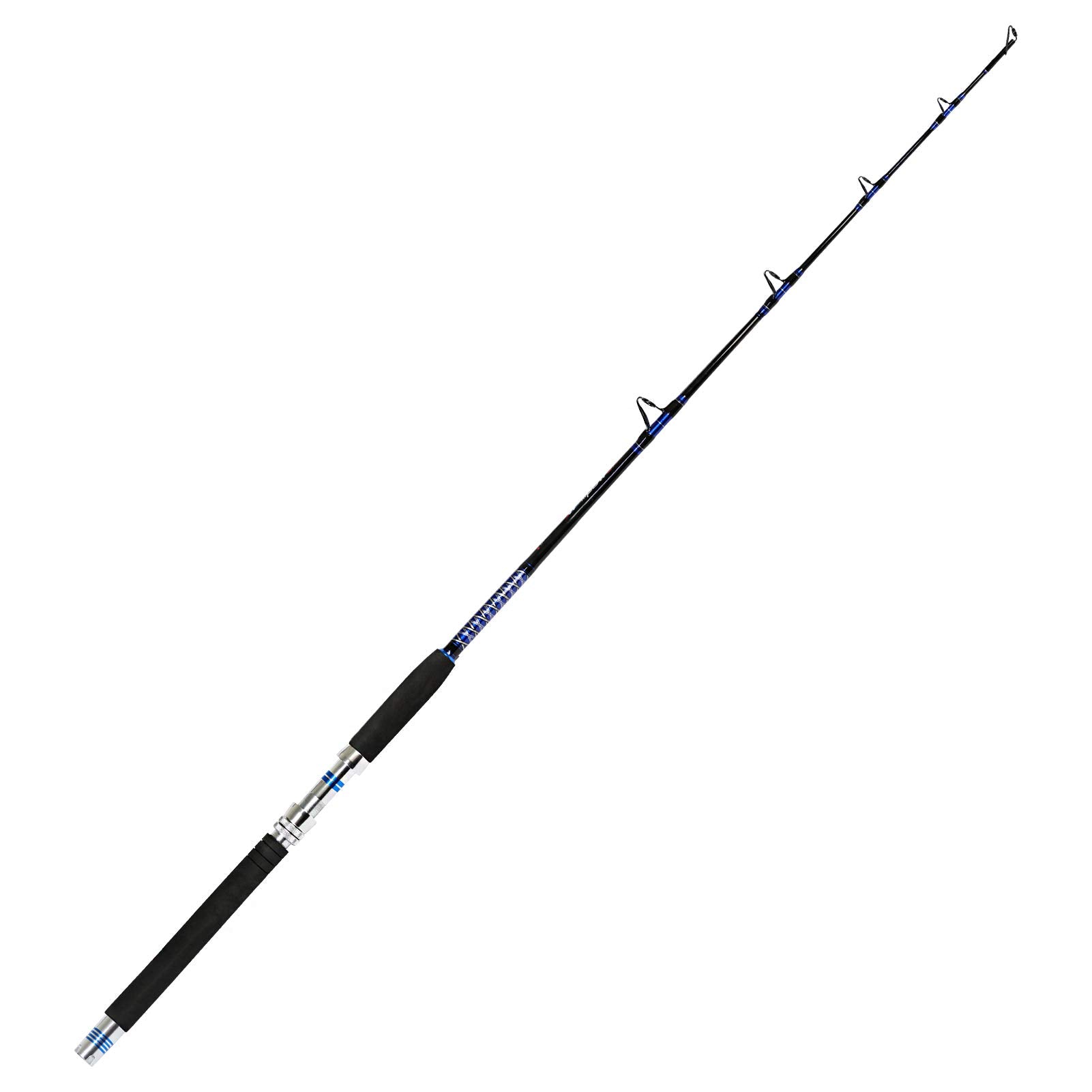 Fiblink 2-piece saltwater rod in compact form offers travel-friendly setup.