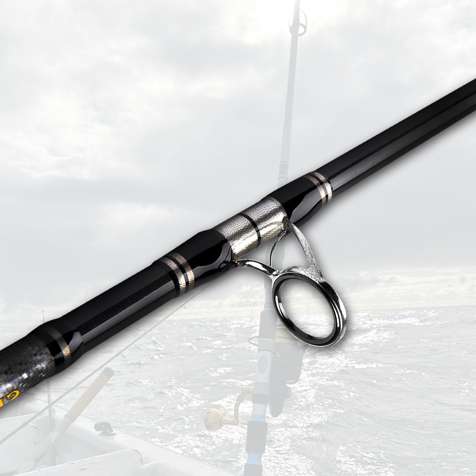 Carbon fiber spinning rod collapsed and extended for portability