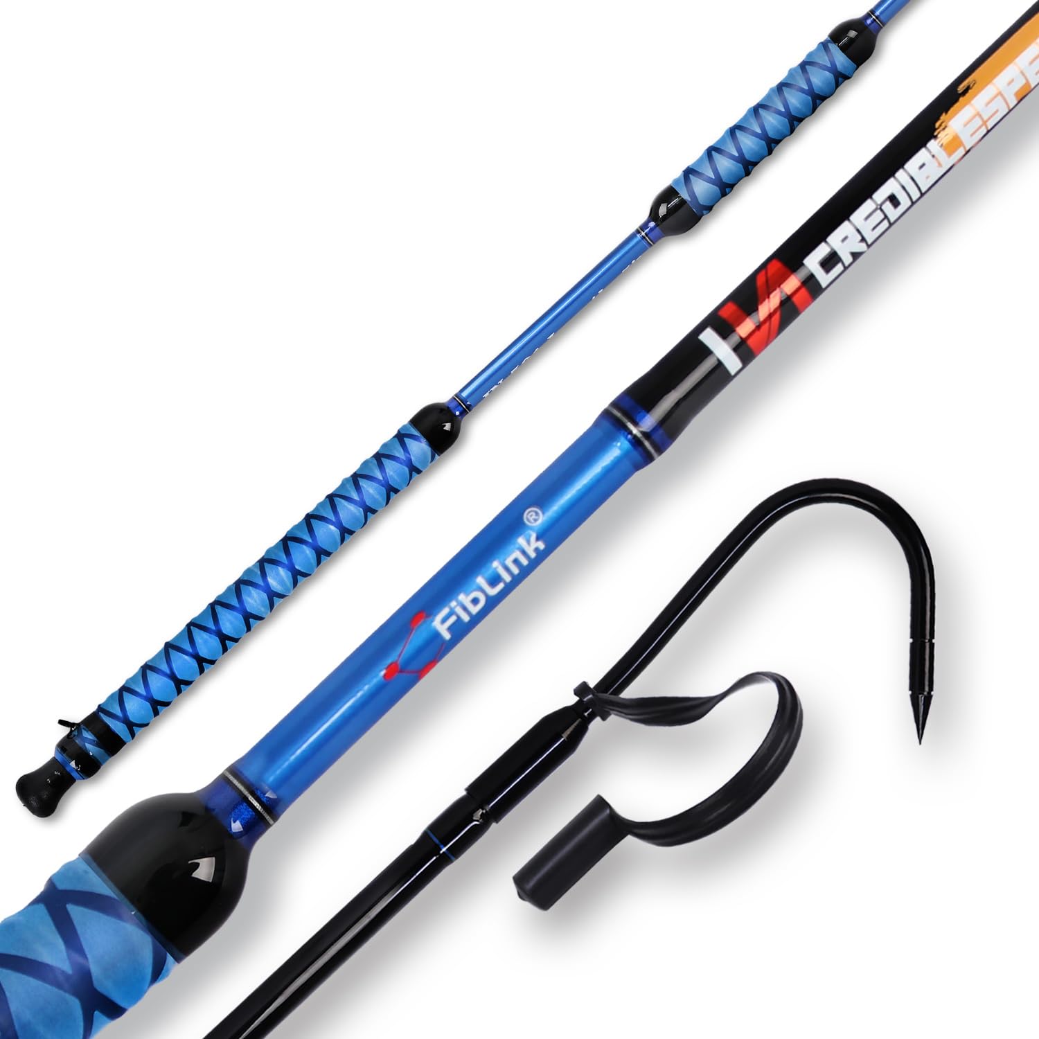 Fiblink 6ft gaff with stainless hook, ready for offshore saltwater fishing.