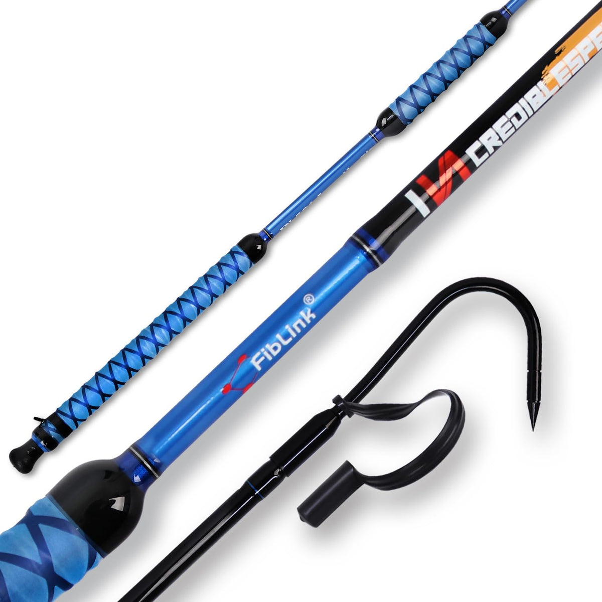 Fiblink 6ft gaff with stainless hook, ready for offshore saltwater fishing.
