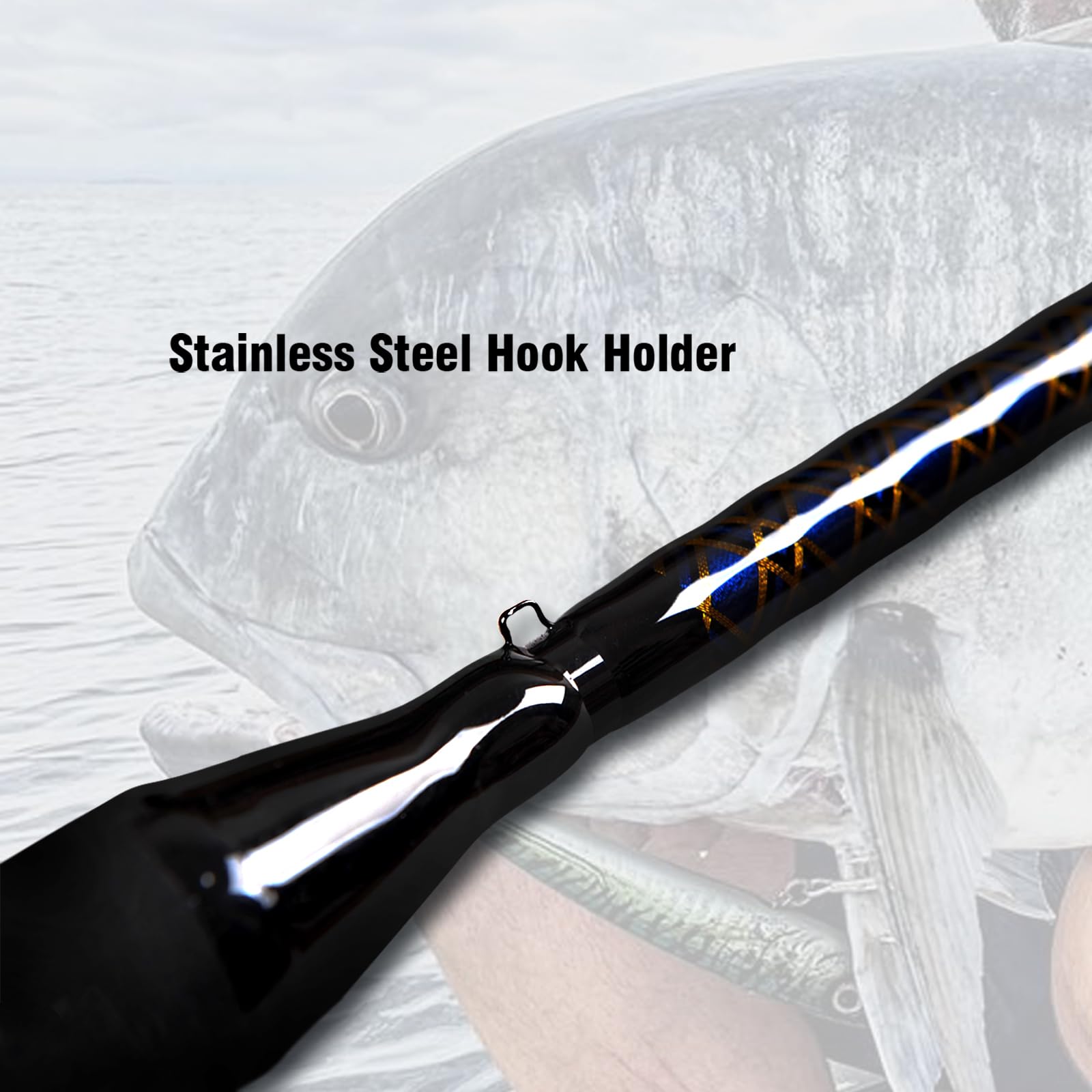 Fiblink bent butt with EVA handle enhances sensitivity and durability on long fights.