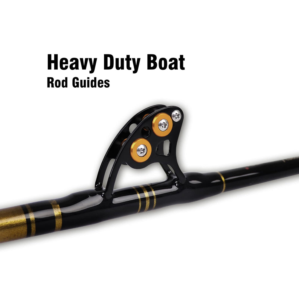 Fiblink big-game roller rod with swing tip suits saltwater trolling and big fish battles.