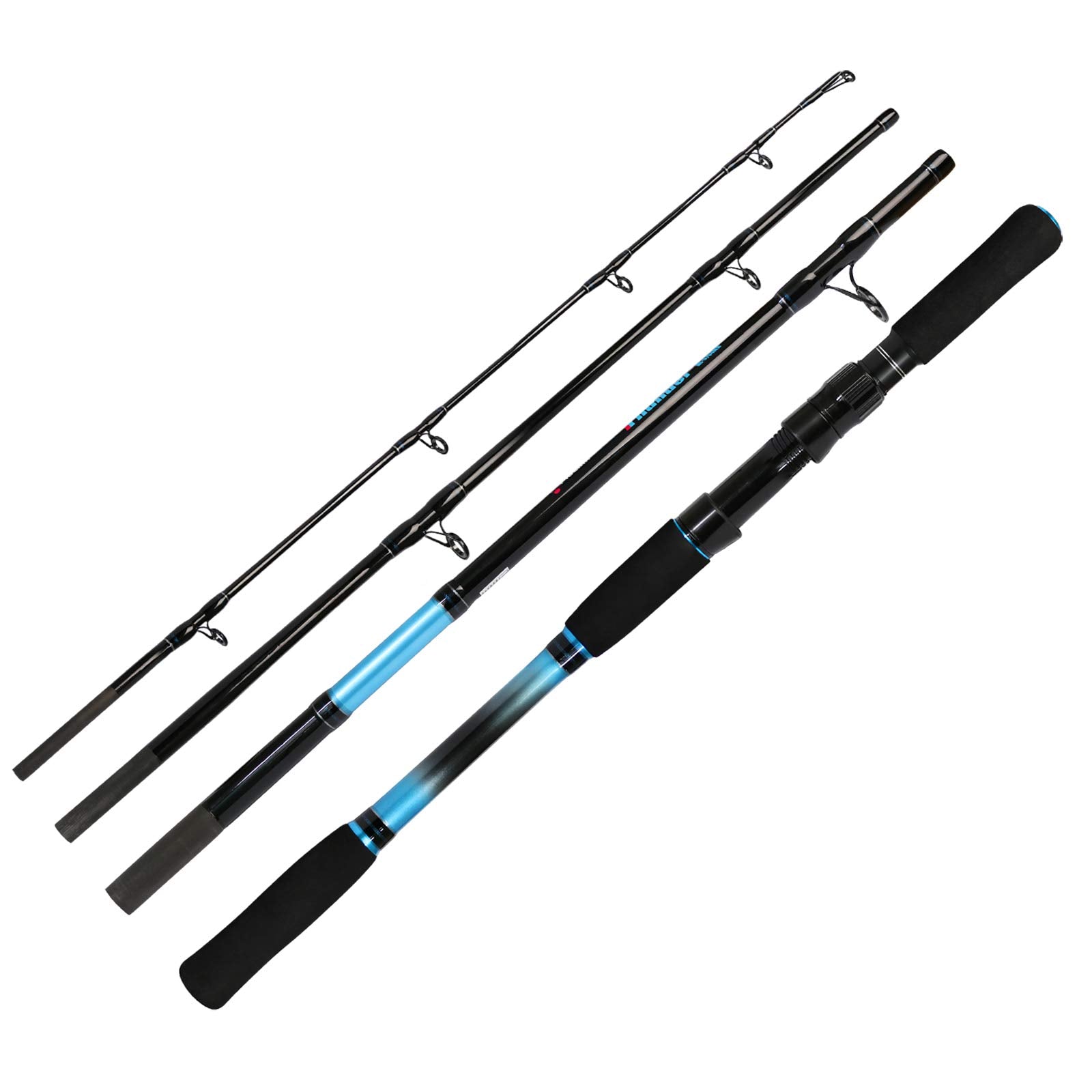 Boat fishing setup showing rod and reel