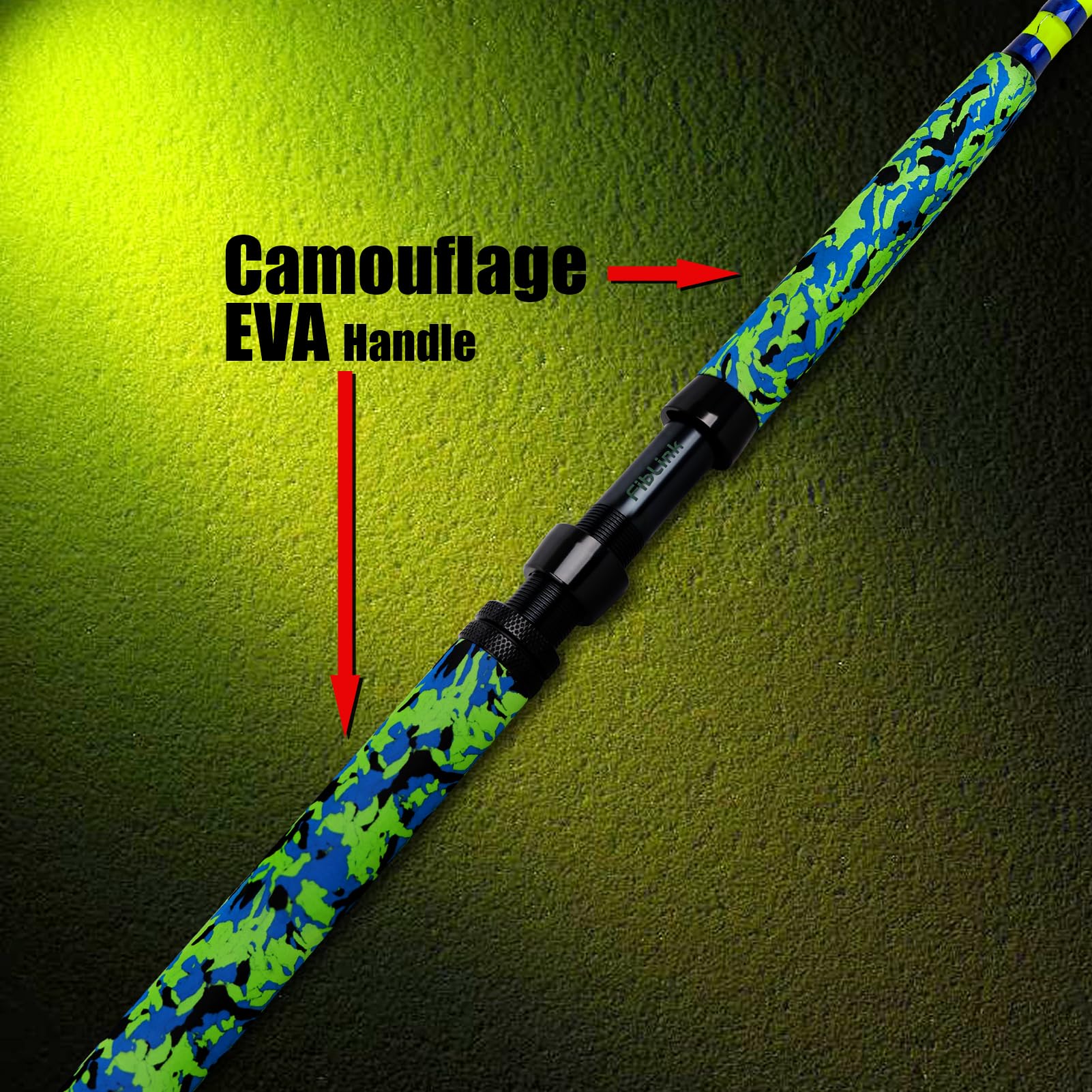Fiblink night-fishing rod with bright colors for better bite detection at night.