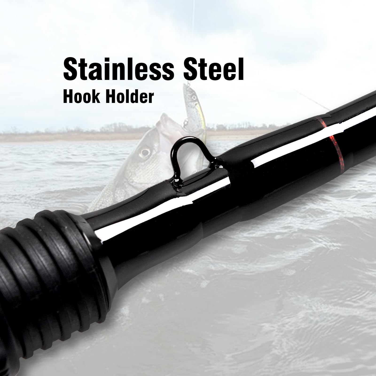 Fiblink ceramic-guided tips reduce line friction for longer casts and better sensitivity.
