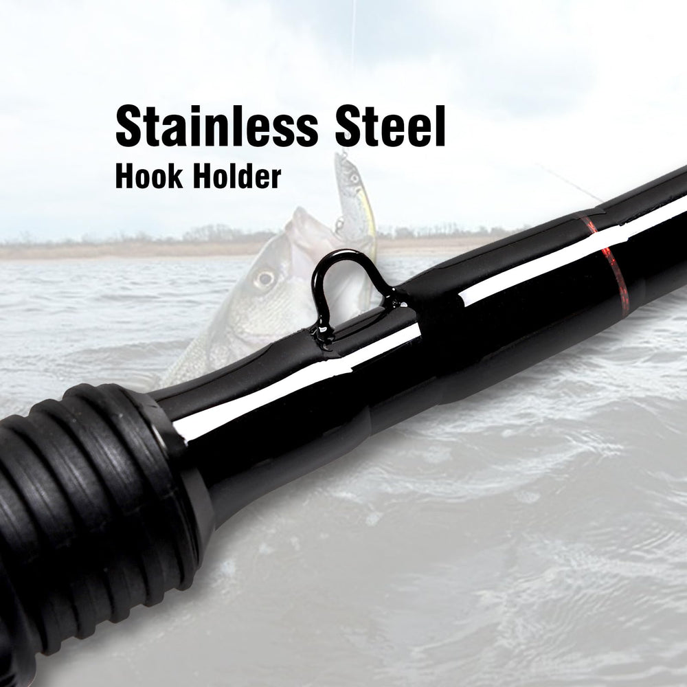 Fiblink ceramic-guided tips reduce line friction for longer casts and better sensitivity.