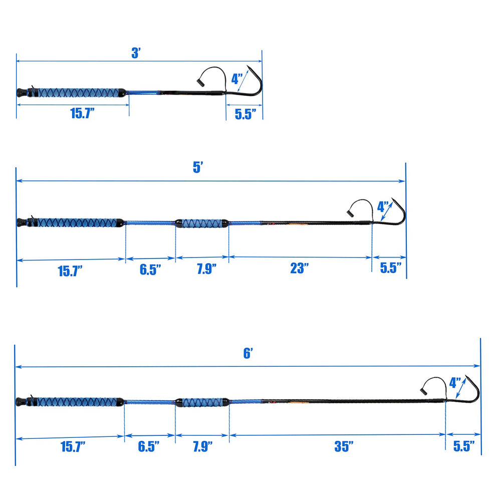 Fiblink gaff available in 3, 5, and 6 ft lengths.