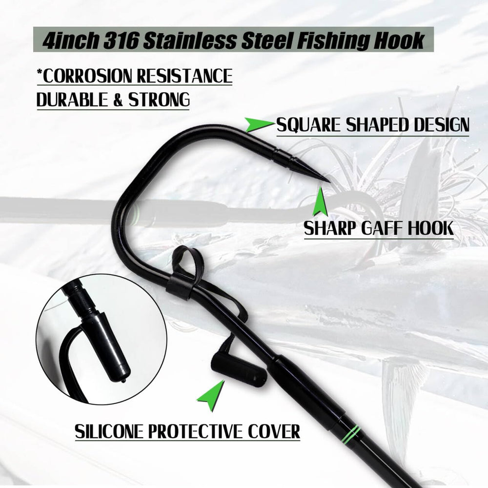 Fiblink gaff anti-slip EVA handle provides secure grip in wet fishing conditions