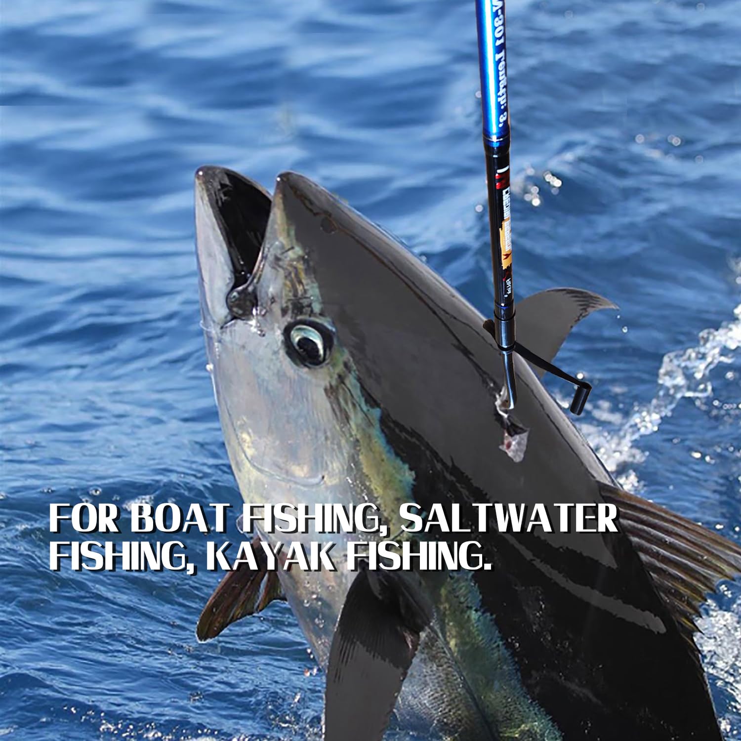 Fiblink offshore saltwater setup with stainless hook for heavy fish.