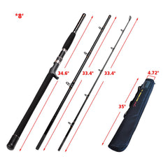 Fiblink graphite baitcasting rod with case for sensitive bite detection and travel.