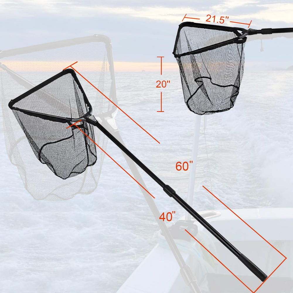 Fiblink landing net in compact folded form for portability