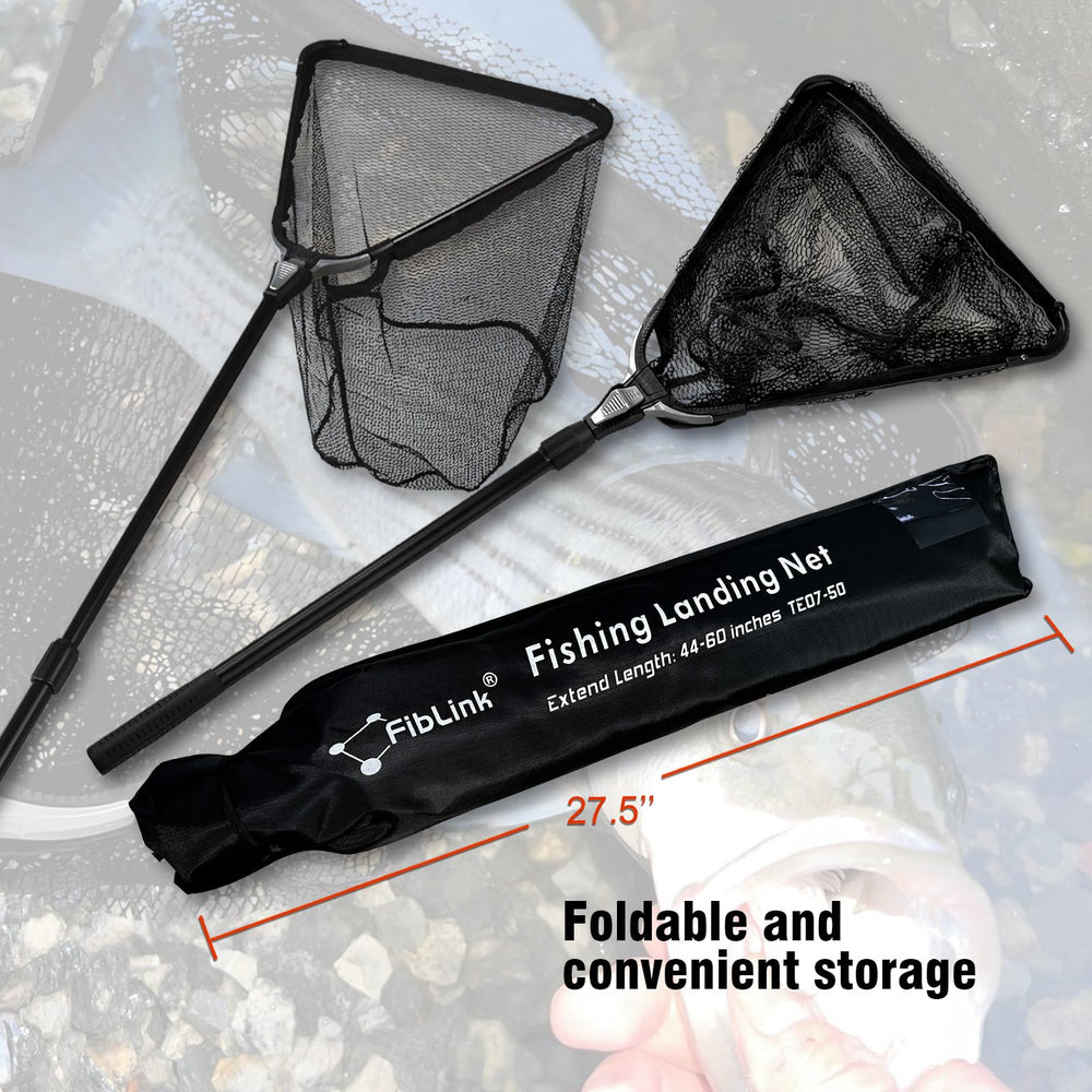 Ergonomic skid-resistant PE handle on Fiblink landing net