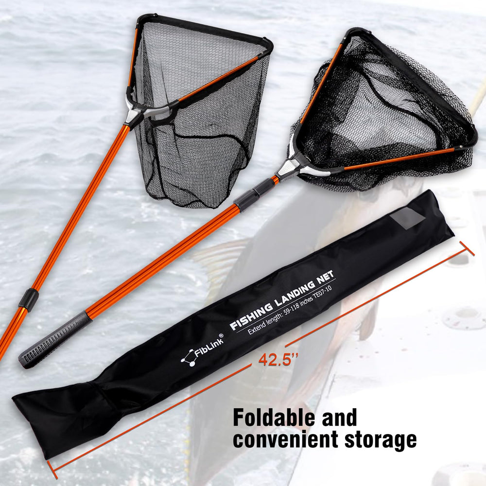 Fiblink landing net 65-inch hoop perimeter provides wide net opening.